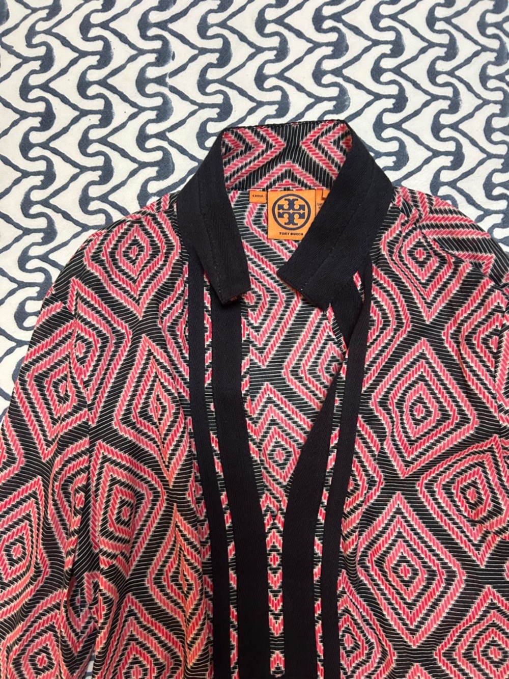 Tory Burch Black & Pink Geometric Cover Up